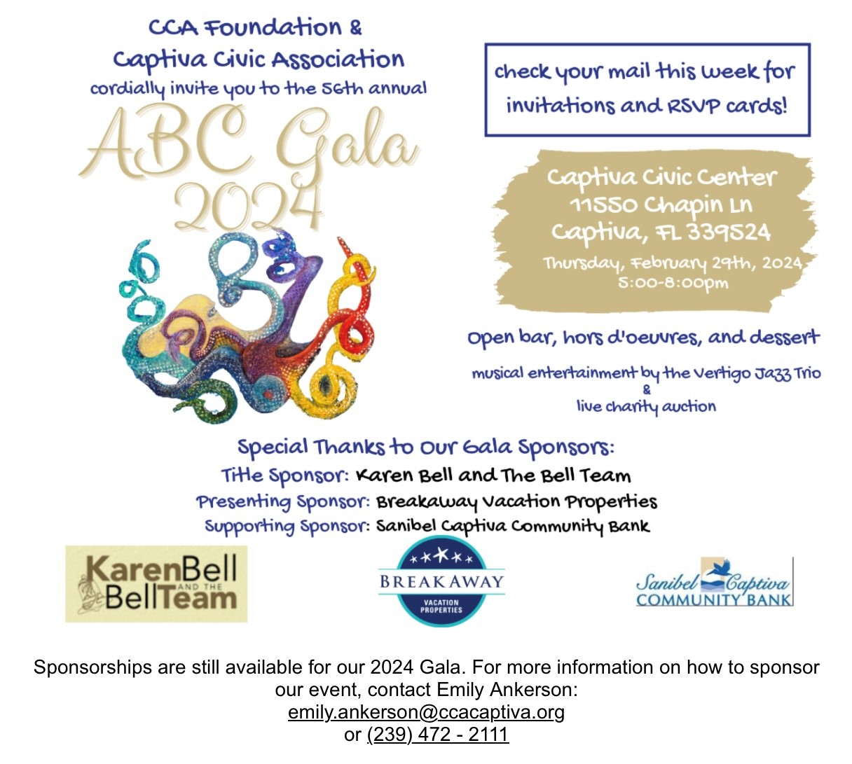 CAPTIVA CIVIC ASSOCIATION PRESENTS THE ANNUAL ABC GALA: A NIGHT OF CELEBRATION AND CHARITY