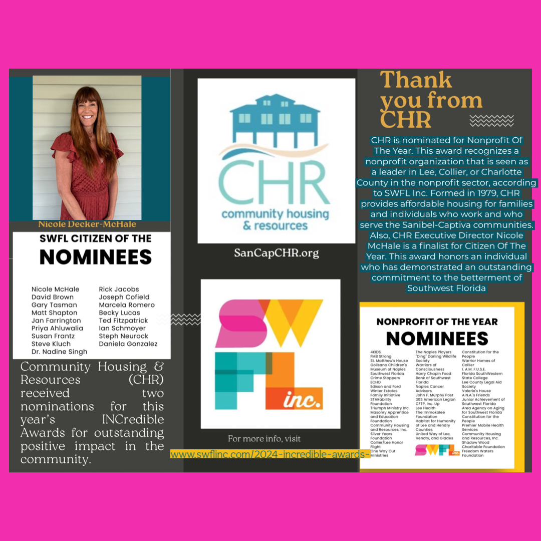 Two INCredible Award Nominations  Spotlight CHR’s Positive Community Impact